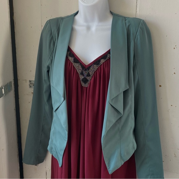 Very J Turquoise Open Waterfall Blazer Jacket - Picture 4 of 14